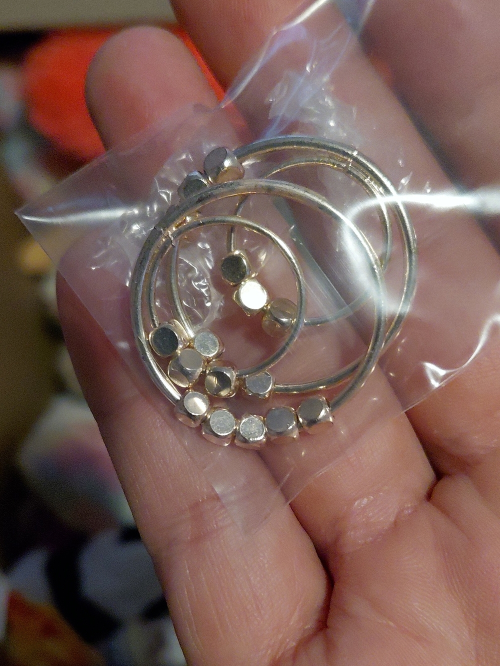 Gold-Tone Circular Hoop Earrings with Geometric Accents